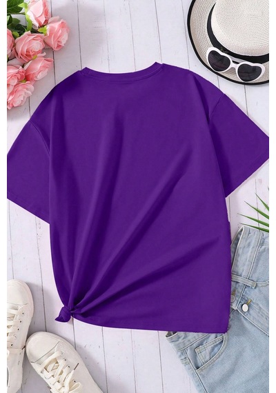 Unisex Holiday Baskılı Tasarım Tshirt Mor