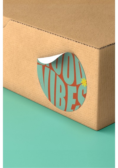Good Vibes Motive Edici Yuvarlak Sticker Etiket 3x3cm St2401 Çok Renkli