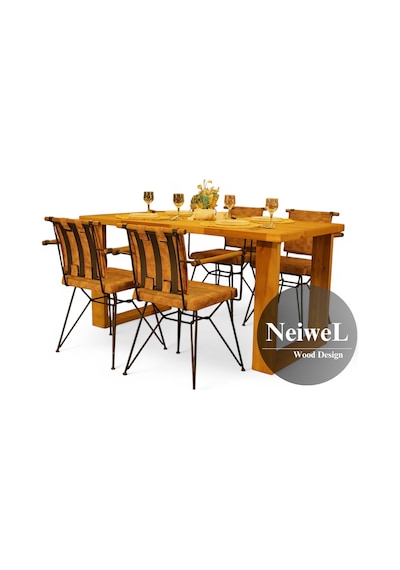 Neiwel Garden Avex Doğal Ahşap Bahçe Yemek Masası-80-140 Açık Ceviz