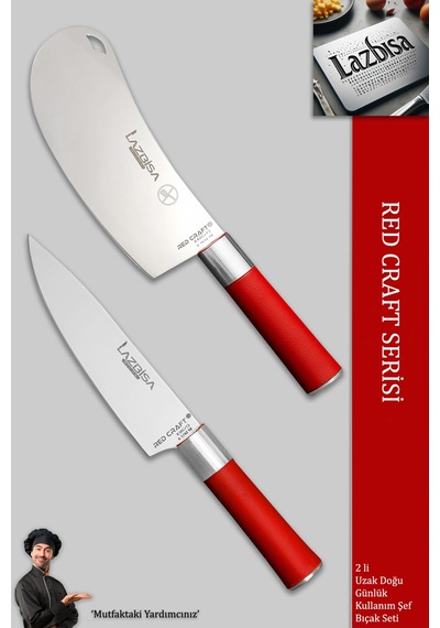 Lazbisa MFT-258 Red Craft Serisi Mutfak Şef Bıçak Seti Et Ekmek Sebze Bıçağı Günlük Kullanım