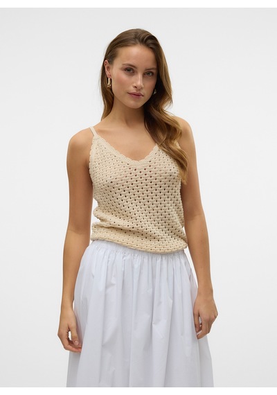 Vero Moda Ekru Kadın Kazak Vmregına Sl V-neck Top Krem