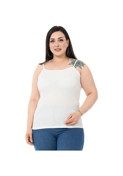 Disentis Büyük Beden İp Askılı Bürümcük Beyaz Body-beyaz Beyaz