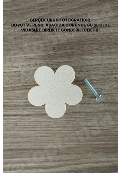 3 Adet - Açık Bej Çiçek Dolap Kulpu, Modern Mobilya Kulpu, Çiçek Kulp Kulp Vidası Dahildir - 5 Cm Sarı