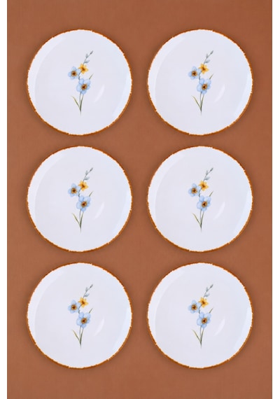 Tabak Evi Porselen Azelya Pasta Tabağı 19,50cm Aly1 6 Kişilik 6 Parça Çok Renkli
