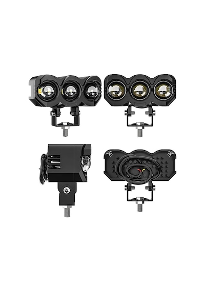 1 Adet Motosiklet Atv Utv Offroad Scooter 3 Led Lazer Sis Farı Delici Beyaz Sarı Çift Renk