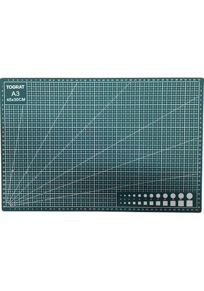 Tograt A3 Kesme Matı Patchwork - Çift Taraflı Kesim Altlığı - 42x30cm + 30cm Çelik Cetvel