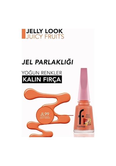 Flormar Juicy Fruits Jelly Look Yüksek Pigmentli & Parlak Bitişli Jel Görünümlü Oje Jl99 Juicy Papaya