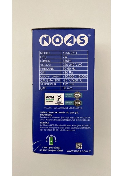 Yl95-0711 7w 6500k Beyaz Şarjlı Ampul Tekli Beyaz Işık E27 Led Ampul 7 Watt Yok A'dan G'ye G
