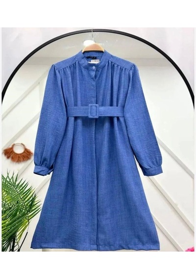 Lovie Moda Kadın Kemerli Tunik Mavi