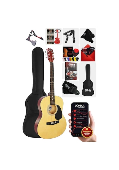 Midex Rg-550nt Pack Kaliteli Kesik Kasa Natural 40 İnç Akustik Gitar Seti 4/4 Yetişkin