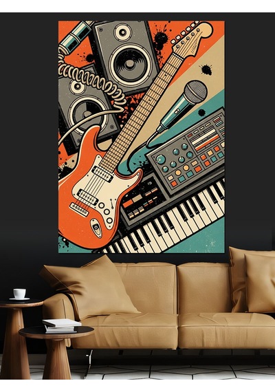 Ahşap Tablo Gitar Ve Müzik Ekipmanları