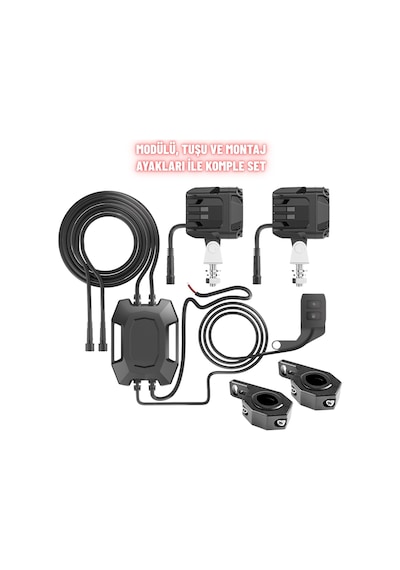 Motosiklet Led Sis Farı Seti Çift Renk Tüm Montaj Aparatları Ve Kablo Set İle Kolay Montaj 12-24v