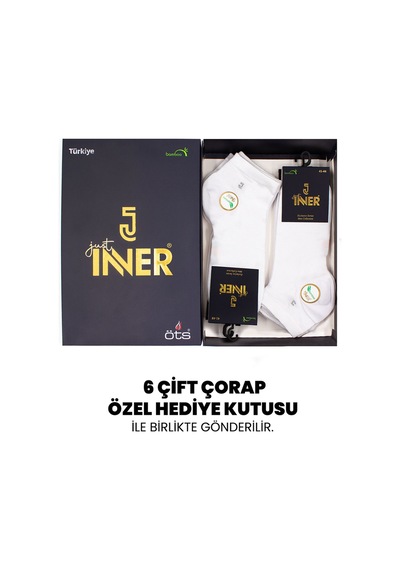 Just Inner Erkek 6 Lı Bambu Çorap Yazlık Patik Esnek Ve Konforlu 11200 Beyaz