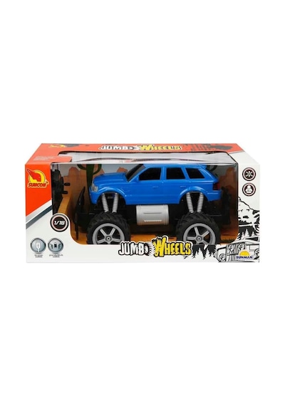 80012 1:18 Uzaktan Kumandalı Jumbo Wheels Usb Şarjlı Araba Mavi