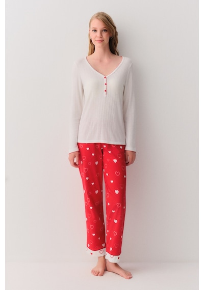 Suwen Love Pijama Takımı Sh2624466095 Kırmızı Desenli