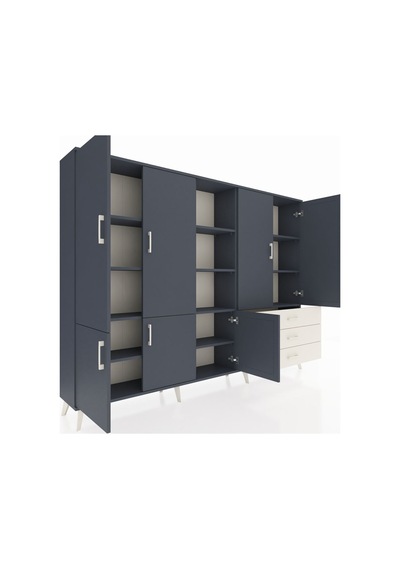 Arges Dolap 11 Raflı 3 Çekmeceli 7 Kapaklı 220x30x163 Antrasit-antrasit/aytaşı Antrasıt/aytası - Antrasıt