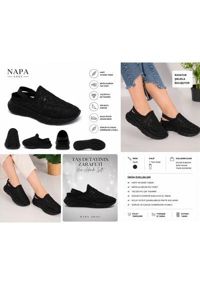 N Napa Shoe Np.8580.siyah Taşli Sandalet