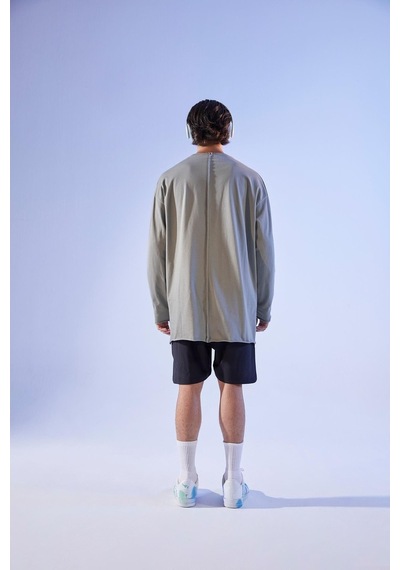 Woof Gym Oversized Long Sleeve T-Shırt - Smoke Green Çok Renkli