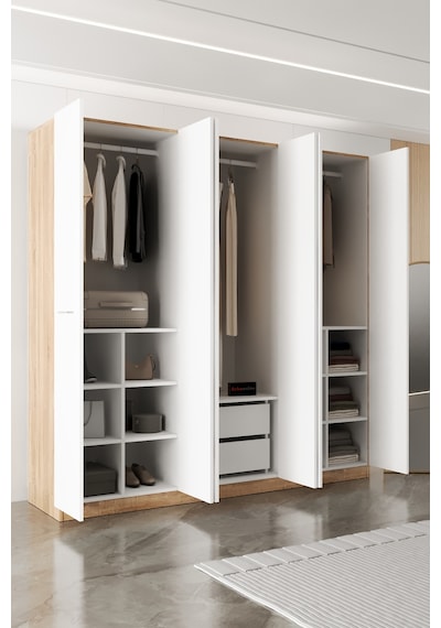 Aeka Ae-2190 Hisar 6 Kapaklı Çok Bölmeli Askılı Ve Raflı Geniş Hacimli Gardırop 210x210 Cm Sonoma - Beyaz Aeka Ae-2190 Hisar 6 Kapaklı Çok Bölmeli Askılı Ve Raflı Geniş Hacimli Gardırop 210x210 Cm Sonoma - Beyaz