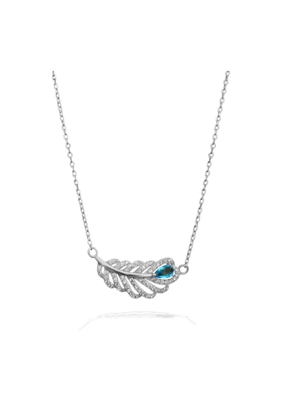 Brezza Lusso Jewelry Aquamarin Taşı Lusso Yaprak Model Diamond Kadın Gümüş Kolye 45 CM 45 CM