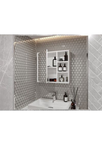 Banyo Tuvalet Aynalı Dolap 65' Çok Renkli