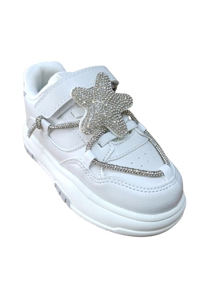 Cool Yıldız Ptk Kız Çocuk Taşlı Sneaker Ayakkabı Beyaz
