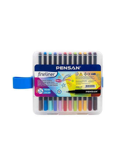 Fineliner Kalem 24 Renk Plastik Kutu 0.4mm Keçe Uçlu Kalem 1 Pake