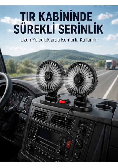 Çift Başlıklı Araç İçi Usb Vantilatör Soğutucu Fan Akıllı Saat
