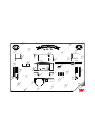 Volkswagen Transporter T6 2009-2014 Torpido Konsol Trim Göğüs Maun Kaplama Set 30 Parça Siyah Renk