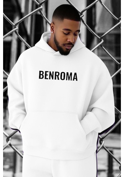 Benroma 3 İplik Penye Baskılı Büyük Beden Sweatshırt Çok Renkli