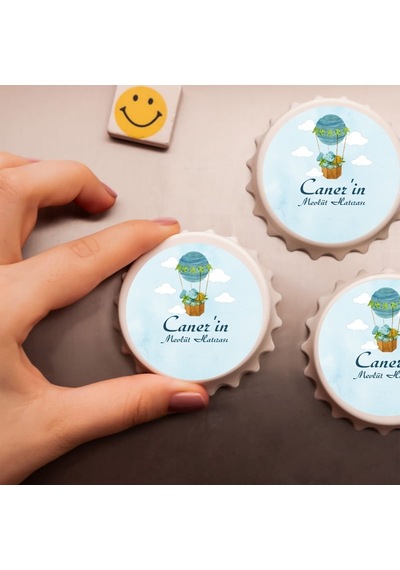 Kişiye Özel Erkek Bebek Mevlüt Hatırası Açacak Magnet Balon Temalı Buzdolabı Açacağı 10 Adet