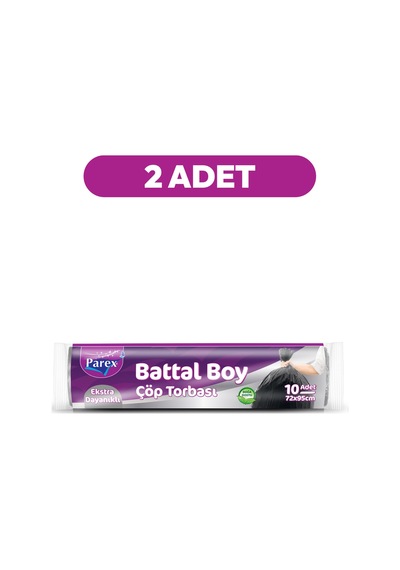 Ekstra Dayanikli 10'lu Çöp Torbası Battal Boy 72 X 95 Cm İki Paket