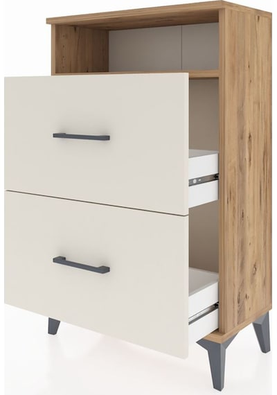 Arges Komodin Tek Raflı 2 Çekmeceli 60x30x96 Çam-aytaşı Atlas Çam