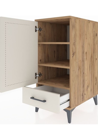 Kronos Komodin 3 Raflı Tek Çekmeceli Tek Kapaklı 44x59x96 Çam-aytaşı Atlas Çam