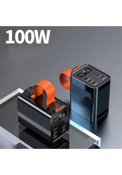 Powerbank 30.000 Mah 2x Usb-c+2xusb-a+1xdc Çıkışlı 100w Apple Uyumlu MacBook Laptop Şarj Edilebilir Profesyonel Ş Siyah