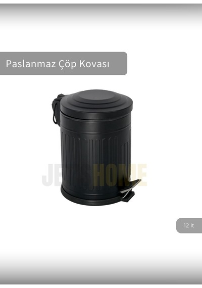 Jet's Home Pedallı Banyo Çöp Kovası Paslanmaz 12 Lt Mutfak Çöp Kutusu Siyah Siyah