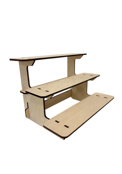 Ahşap Ürün Sergileme Standı 3 Ve 4 Katlı Minimalist Basamaklı Raf 3 Katlı