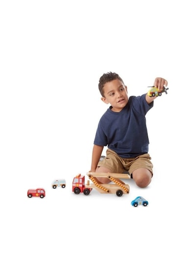 Melissa&Doug Ahşap Acil Yardım Araçları Taşıyıcı Tır