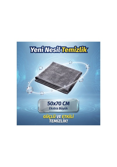 Parlak Mikrofiber Nano Teknoloji Temizlik Bezi 50x70 Gri