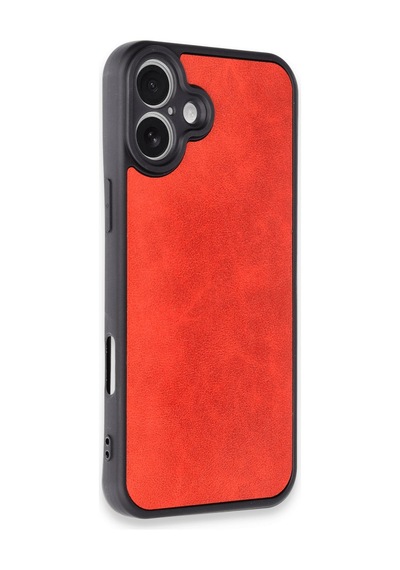 Apple iPhone Uyumlu  16 Plus Uyumlu Kılıf Aras Deri Kapak - Kırmızı