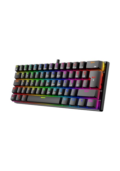 60% Kablolu Rgb Mekanik Oyuncu Klavyesi, 62 Tuşlu Türkçe Q Siyah