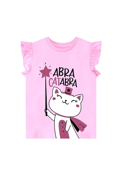 Denokids Abra Catabra Kız Çocuk T-shirt Şort Takım Çok Renkli