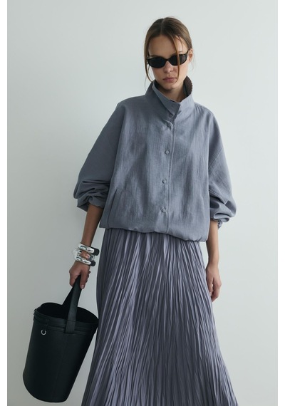 Suud Collection Gri Donette Piliseli Etek