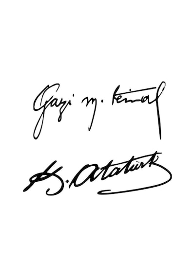 Gazi M.kemal-k.atatürk İmza Sticker İkili Imza 25 11 Cm
