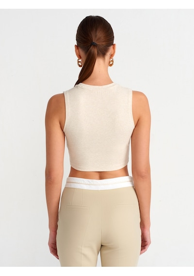 Dilvin Crop Top Bej Melanj