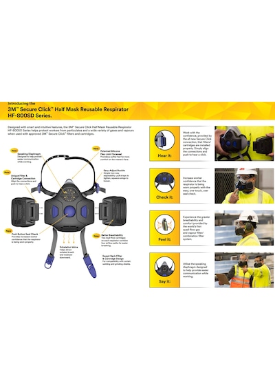 3M Hf-802 Secure Click Orta Boy Yarım Yüz Maske