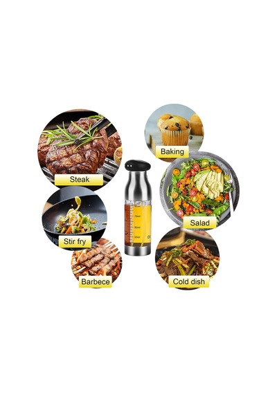 Çift Bölmeli Püskürtmeli Sprey Yağlık Ve Sirkelik, 200 Ml Kapasite, Paslanmaz Çelik Metal Tasarım Çok Renkli