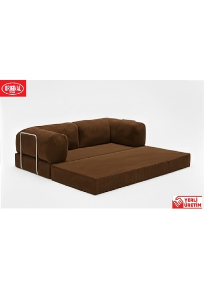 Pleasant K180x90 Sünger Kanepe Modüler Kadife Kumaşlı Koltuk Kahverengi