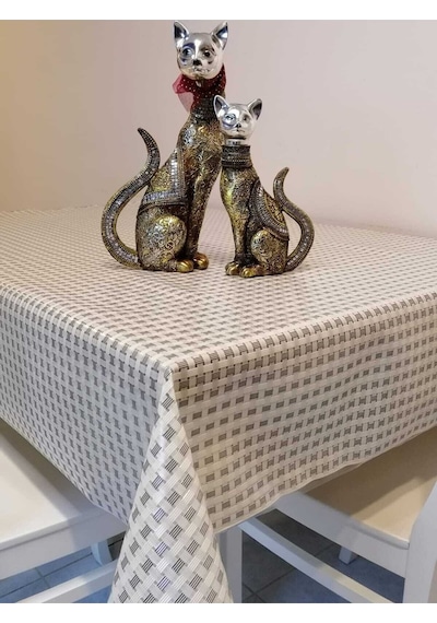 Gri Ithal Pvc Muşamba - Desenli Silinebilir Masa Örtüsü 18 İhtl 08 140 X 160