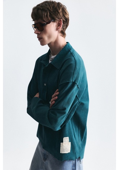 Vamos Relax Fit Polo Yaka Sweatshirt Nefti Yeşil